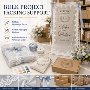 Panneau de <span class=keywords><strong>bienvenue</strong></span> personnalisé en dentelle transparente pour <span class=keywords><strong>mariage</strong></span>, bannière en tulle sur mesure pour l'entrée de la cérémonie, décoration événementielle - Product Image 5