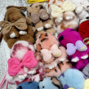 Nouveau Porte-<span class=keywords><strong>clés</strong></span> Lapin en Peluche Créatif et Tendance avec Poils Véritables et Motif Tacheté, Breloque de Sac, Jouet Lapin Mignon avec Nœud et Anneau Porte-<span class=keywords><strong>clés</strong></span> - Product Image 6
