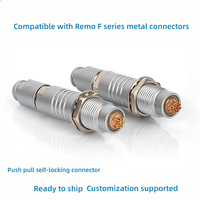 Conector de Aviación Circular Multifilar Serie F, Chapado en Oro, Latón, Macho/Hembra, IP68, Autoblocante de Empuje y Tracción