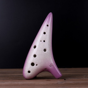 Ocarina de Cerámica de 12 Orificios en Do Alto con Esmalte Degradado Craquelado, Instrumento Musical Folclórico, para Enseñanza Musical y Recitales, Suministro al por Mayor - Product Image 4