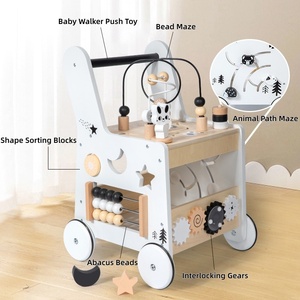 Nouveau <span class=keywords><strong>chariot</strong></span> d'activités multifonctionnel en bois Montessori pour bébés, avec labyrinthe de perles, design stable anti-renversement, pour l'éveil et l'apprentissage précoce des enfants - Product Image 3