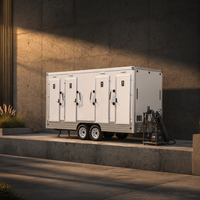 Remorque WC mobile 4 postes, unité sanitaire portable robuste pour mariages, festivals, camping et chantiers de construction