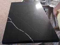 Plans de travail de cuisine en quartz noir brillant anti-taches, dalles de table à manger en pierre technique Nero Marquina de qualité supérieure, faciles à nettoyer