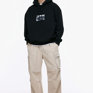 เสื้อกีฬาสวมหัวทรงโอเวอร์ไซส์สำหรับผู้ชายเสื้อฮู้ดสวมหัวมีฮู้ดพิมพ์ลายลำลองออกแบบโลโก้ได้ตามต้องการ - Product Image 3