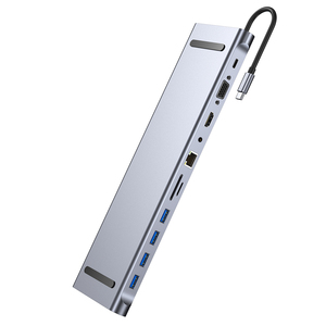 Base de Aluminio para Laptop Tipo-C con 3 Puertos USB, Adaptador <span class=keywords><strong>LAN</strong></span> Multifunción 11 en 1, Hub USB-C con HDTV, <span class=keywords><strong>Ga</strong></span>, RJ45, Hub Tipo-C 11 en 1 - Product Image 2