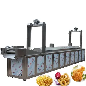 Automatic discharging batch type food grade continuous frying machine deep fryer for coated peanut almond beans