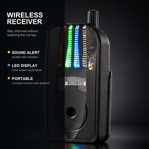 Set di avvisatori acustici per la pesca alla carpa 1+6 JY-82 con ricevitore wireless, indicatori LED a sei colori e custodia con cerniera. - Product Image 4