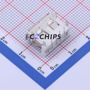 912-312A1012D10100 USB Connector Bent Lead Through Hole Connector Type-A USB 2.0 Female Right Angle Insert - Product Image 2