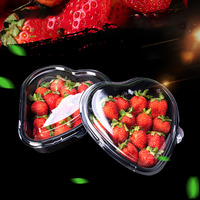 Wegwerp hartvormige transparante PET plastic fruit- en voedselverpakking met doorzichtig deksel, geschikt voor brood, sandwiches, salades, sushi, met aangepaste logo's