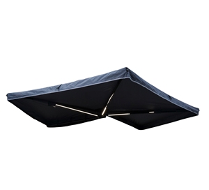 Auvent de camping extérieur à double bras avec éclairage LED, en tissu Oxford 600D résistant à l'eau, avec bras carré en aluminium et support en tube en forme de fleur de prunier - Product Image 2