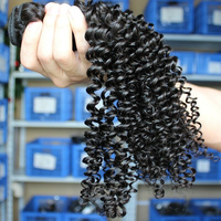 Rambut Manusia Brasil Ellayu Cuticle Aligned, 100% Virgin Unprocessed Indian Curly, Bundel Double Drawn Grosir dari Vendor
