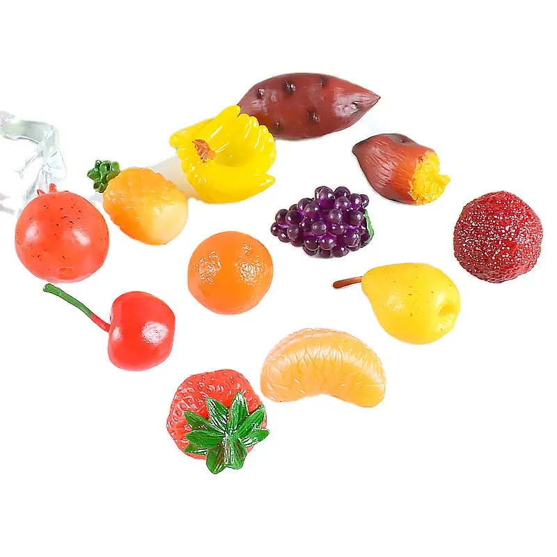 Mini modelo de juego de comida simulación accesorios de fruta PVC fresa rodaja de limón piña simulación fruta colgante mochila escolar colgante