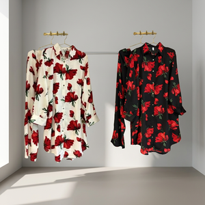 Kurti de Rayón con Estampado Floral Rojo para Mujer, Corte Holgado, Estilo Casual Midi, Ropa Étnica de India y Pakistán, para Todas las Temporadas - Product Image 4