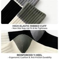 Chaussettes de sport athlétiques en coton côtelé respirant pour hommes avec logo personnalisé, vente en gros, couleurs rétro contrastées, chaussettes de sport rembourrées pour la gym, OEM