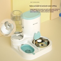 Distributeur automatique d'eau et de nourriture 2-en-1 pour chats, distributeur d'eau par gravité, gamelle anti-renversement pour chiens, ensemble de stations d'alimentation détachables en plastique pour animaux de compagnie