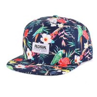 En gros personnalisé marque plat Bill Hawaii thème tropiques impression florale Snapback casquette chapeau 2025 nouvelle mode unisexe