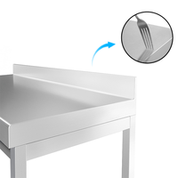 Plan de travail en acier inoxydable 304 de qualité commerciale, robuste, à 2 niveaux, avec pieds ronds, table de travail en acier inoxydable pour restaurant et cuisine