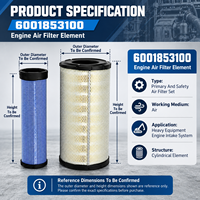 Set Elemen Filter Udara Mesin KOMATSU 600-185-3100 untuk Excavator Loader, Suku Cadang Sistem Intake Alat Berat