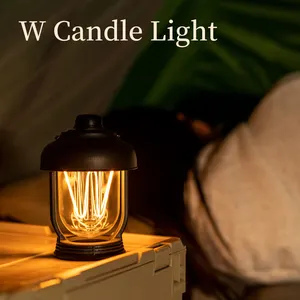 USB Tipo C Tienda recargable LED Lámpara de camping retro Luz de camping Linterna de camping con luz de vela