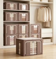 Organisateur de placard à structure en acier, boîte de rangement pliable en tissu Oxford, boîte et bacs de rangement portables pour vêtements