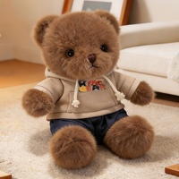 Boneka Beruang Lucu dengan Bulu Plush Ultra Lembut & Isian Kapas PP, Hoodie Stylish, Hadiah Menggemaskan untuk Ulang Tahun & Acara Spesial