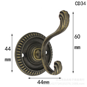 Antique Style Zinc Alloy Clothes Hook Cd34 Wall Mount Round Base <b>Wardrobe</b> <b>Hardware</b> 44mm 60mm Single Hook - Product Image 1