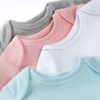 Baju Bayi Organik GOTS Lengan Panjang Warna Polos, Romper Creeper untuk Bayi