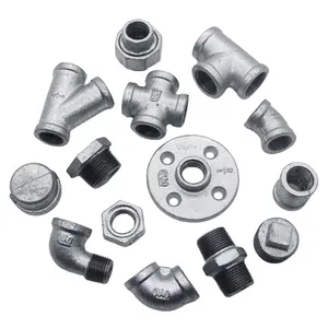 Threaded Pipe Fittings Plumbing Materials Malleable Iron Body OEM Customized Hot Head Hexagon Technics Surface Support DIN Hours