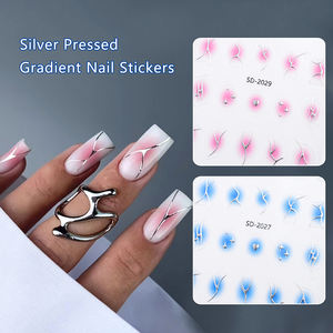 Argent pressé dégradé Style français ongles autocollants ligne rayure décalcomanies mode ongles accessoires <span class=keywords><strong>Gel</strong></span> vernis ongles enveloppes - Product Image 2