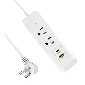 3 way power strip multi plug outlet extender with usb power socket extension cord flat plug power strip usb type-c