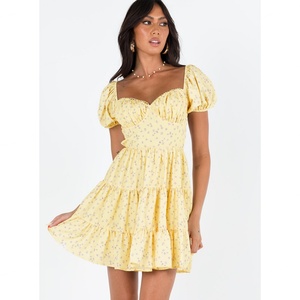 Robe Courte Décontractée Florale Écologique et Respirante pour Femme, Taille Naturelle, Style Champêtre, OEM - Product Image 1