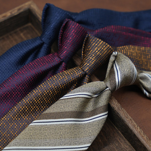 Men's Business Classic Vintage Brown <strong>Red</strong> Navy BlueSilk Striped Neck <strong>Ties</strong> Men - Product Image 4