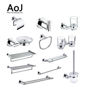 Accessori da bagno in acciaio inossidabile 304 con ripiano in vetro metallo cromato - Product Image 6