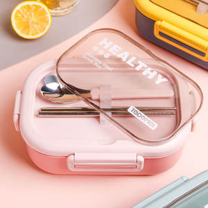 Todomo Stainless Steel <b>Lunch</b> <b>Box</b> Rectangle 2 <b>Compartment</b> <b>With</b> Plastic Lid For Students And Office Workers - Product Image 2