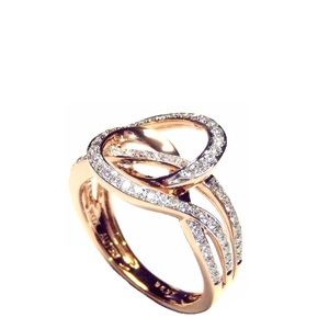 Fine Jewelry Manufacturer Popular Design <b>Two</b> Tones 18k Solid Rose Gold Real Diamond Jewel Twisted Wedding Band <b>Rings</b> for Women - Product Image 3