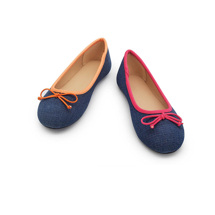2021 оптовая продажа джинсовых материалов мягкая подошва без застежек для вечеринки школьницы балерины