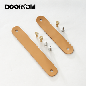 DOOROOM lemari kulit panas kuningan padat menarik Fashion laci mebel pegangan kulit pegangan lemari pakaian - Product Image 2