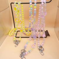 Tali Gantungan Ponsel Panjang 18cm Desain Manik Bunga Warna Macaron Gaya Minimalis Jepang Korea Anti Hilang Dapat Disesuaikan