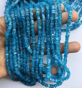 4mm 5mm naturel néon bleu apatite Heishi plat carré perles de pierre précieuse brin chaîne pour la fabrication de bijoux colliers bracelets en ligne - Product Image 1