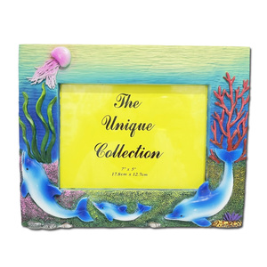 Custom logo Colorful Beach Souvenir <strong>Seashell</strong> Dolphin <strong>Picture</strong> <strong>Frame</strong> Resin 3D Dolphin Photo <strong>Frame</strong> - Product Image 3