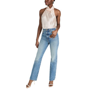 <span class=keywords><strong>Blusa</strong></span> de satén de poliéster OEM para mujer, sexy, con cuello halter, <span class=keywords><strong>espalda</strong></span> descubierta, lisa, teñida, vintage, casual, de verano, con agujeros, venta al por mayor - Product Image 3