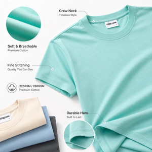 Camiseta Unisex de Algodón Premium de 260 g/m², Corte Holgado, Estilo Urbano, Camisetas Lisas para Personalizar con Logotipo, Venta al Por Mayor, Camiseta Básica para Hombre y Mujer - Product Image 4