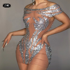 Vestido de baile latino GoGo con hombros descubiertos, entallado y con diamantes, para <span class=keywords><strong>discoteca</strong></span>, traje de trópico para mujer - Product Image 4