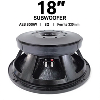 Subwoofer professionnel 18 pouces 2000W AES haute puissance, bobine vocale 6 pouces, sensibilité 97dB, haut-parleur de basses audio professionnel pour système Line Array