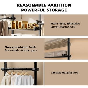 Hệ thống giá treo quần áo bằng kim loại cho phòng ngủ, hệ thống tủ quần áo di động, hệ thống tủ quần áo tự lắp ráp, tủ quần áo kết hợp - Product Image 5