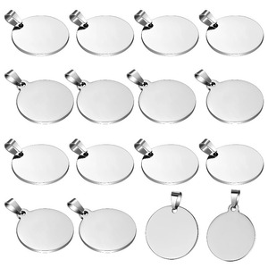 Unisex Round <b>Disc</b> Blank Tag Necklace, Stainless Steel Polished Pendant, Classic Style Fashion Jewelry - Product Image 4