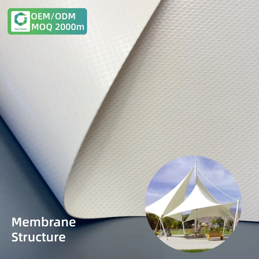 Factory Customized Tensile Membrane Structure 1050gsm 1000D Windproof PVC Vinyl Fabric For Marquee Events Football Tennis Courts
