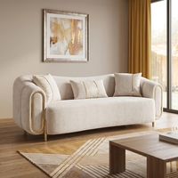 Ensemble de canapés modulaires en tissu velours, design extensible, durable, confortable, rembourrage en mousse, pieds en acier inoxydable doré, style moderne pour hôtel