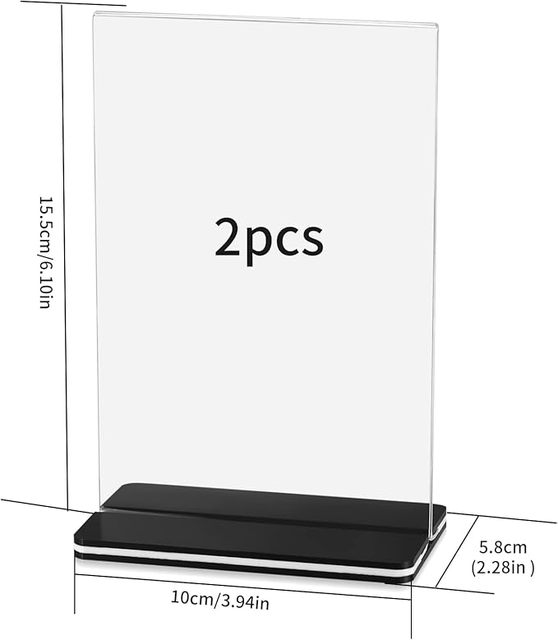 A6 Transparent Acrylic Sign Menu Stand Holder Acrylic Board with Wood Base