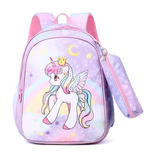 Cute Unicorn Kids Backpack Girl Preschool Bag With Rainbow Design And Chest Strap